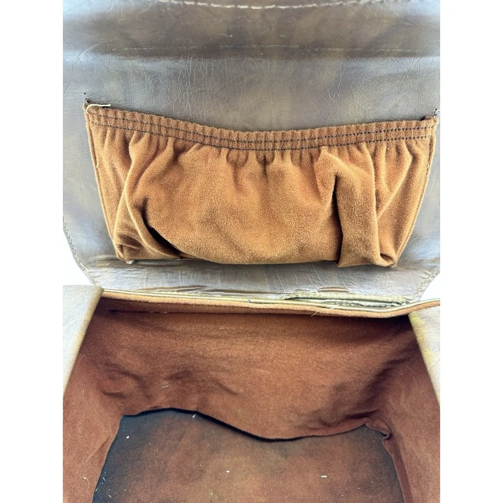 Vintage Camera Bag Satchel Case‎ Hard Shell Faux Leather Brown Small